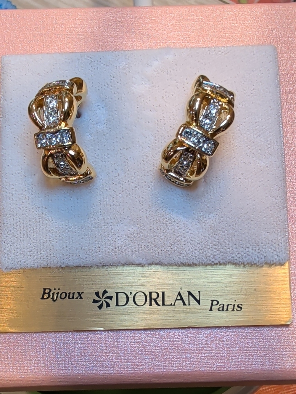 D'ORLÁN Paris Gold Plated Swarovski Crystal Knot Earrings New